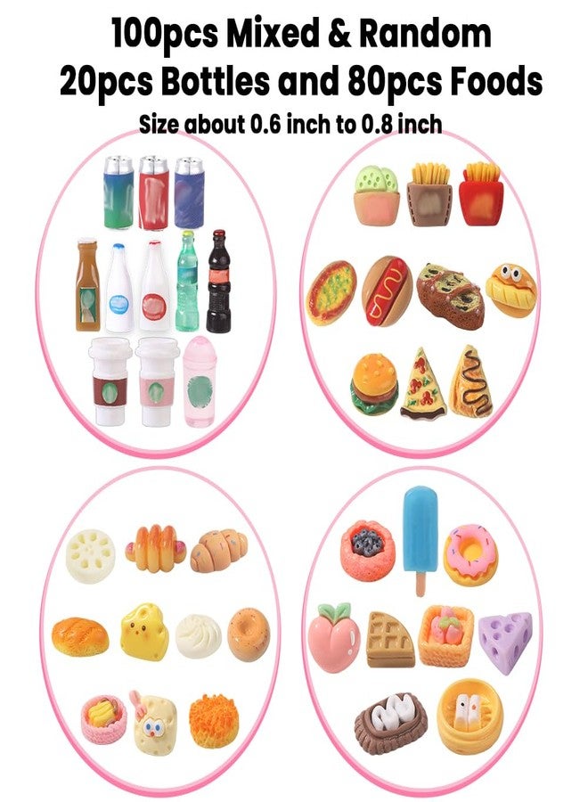 DULEFUN 100pcs Miniature Foods Drink Bottles Toys, Mixed Mini Resin Food Drinks Figures Pretend Play Kitchen Game Party Favor Toy for Dollhouse Accessories Decorations - Image 3